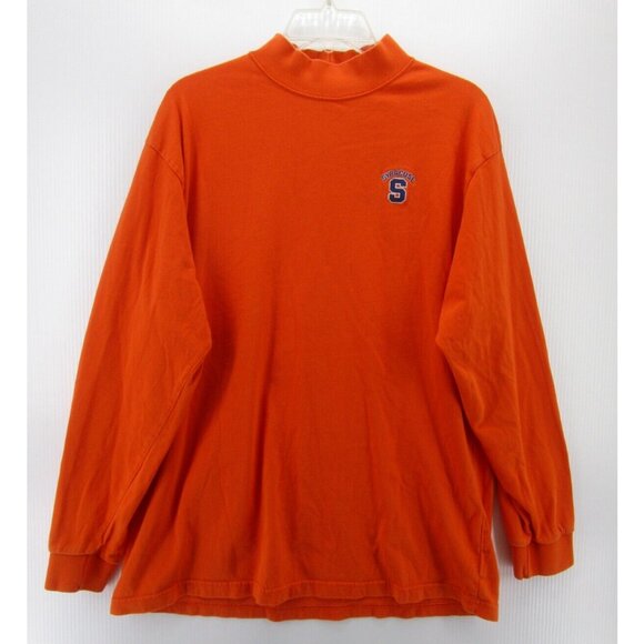 VINTAGE Syracuse Shirt Large Orange Mock Neck Shirt Pullover Velocity - Picture 1 of 11